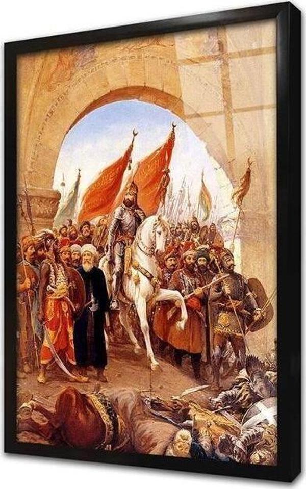 Tablosan Fatihin Istanbula Girişi F Zonaro Çerçeveli Cam Tablo - Image 1