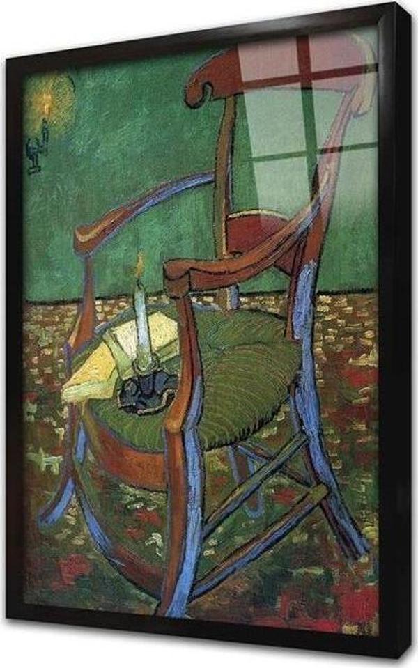 Tablosan Sandalye Vincent Van Gogh Çerçeveli Cam Tablo - Image 1