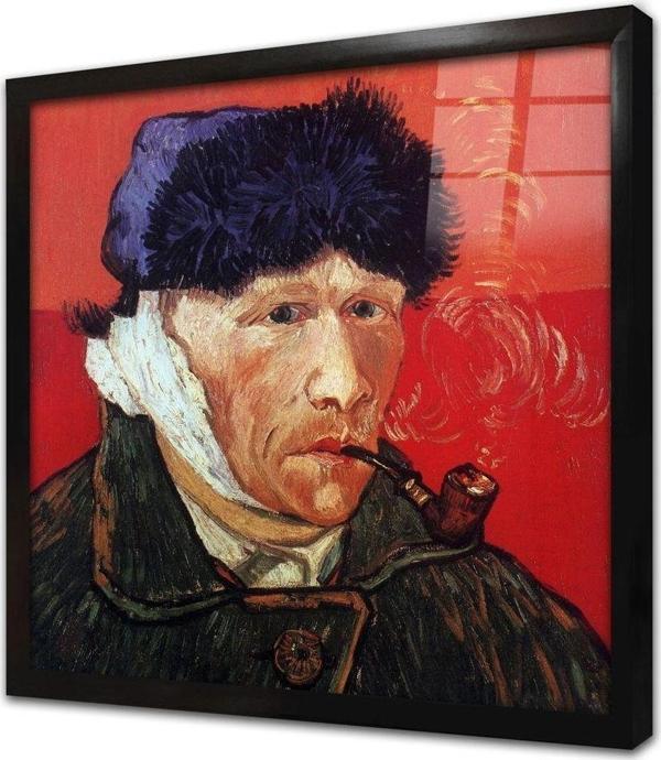 Tablosan Van Gogh Otoportre Kulağı Kesik Çerçeveli Cam Tablo - Image 1