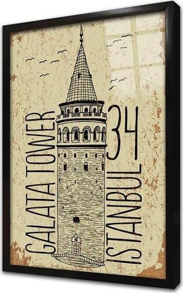 Tablosan Galata Çerçeveli Cam Tablo - Image 1