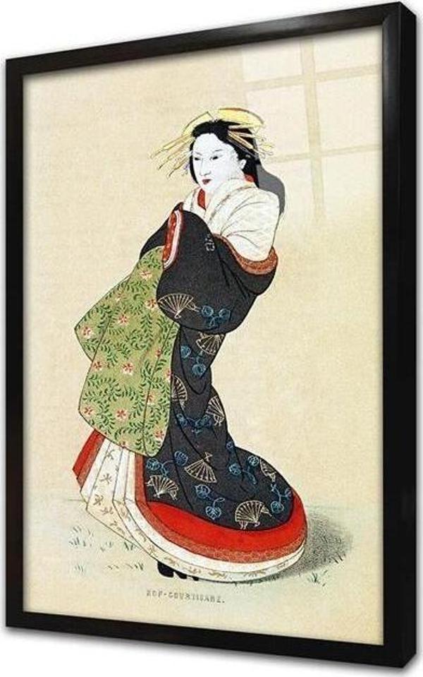 Tablosan Japon Kadın Çerçeveli Cam Tablo - Image 1