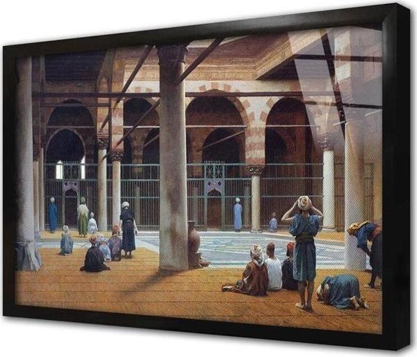 Tablosan Camide Namaz Kılanlar Lean Leon Gerome Çerçeveli Cam Tablo - Image 1