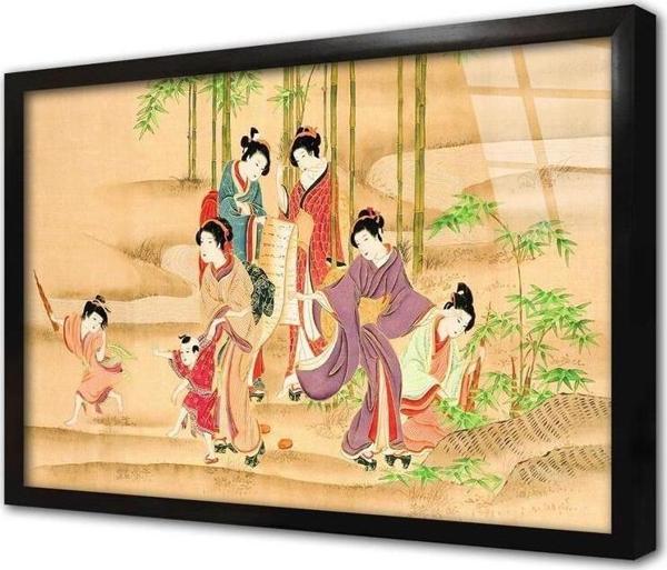 Tablosan Japon Kadınlar Çerçeveli Cam Tablo - Image 1