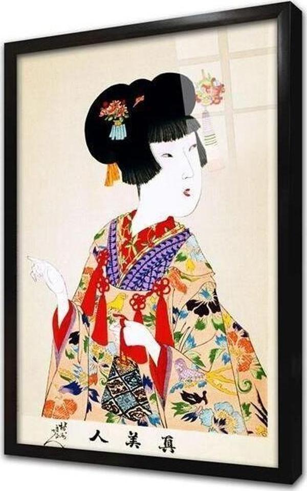 Tablosan Japon Kadın Çerçeveli Cam Tablo - Image 1