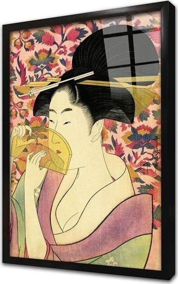 Tablosan Japon Kadın Çerçeveli Cam Tablo - Image 1