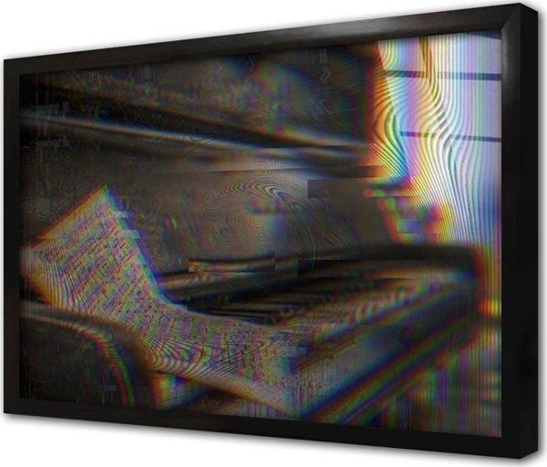 Tablosan Eski Piyano Glitch Çerçeveli Cam Tablo - Image 1