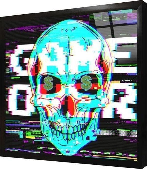 Tablosan Game Over Kuru Kafa Glitch Çerçeveli Cam Tablo - Image 1