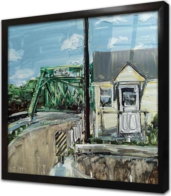 Tablosan Tren Demir Yolu Çerçeveli Cam Tablo 40x40 cm - Image 1