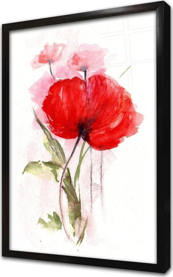 Tablosan Kırmızı Çiçek Çerçeveli Cam Tablo 60x90 cm - Image 1