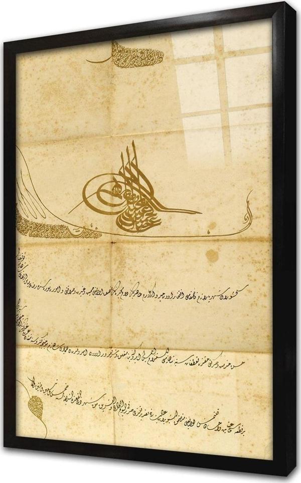 Tablosan Osmanlı Padişah Fermanı Çerçeveli Cam Tablo 30x40 cm - Image 1