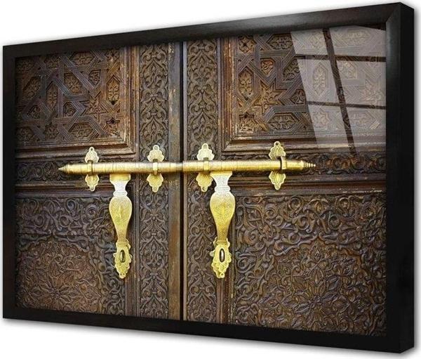 Tablosan Ahşap Oyma Kapı Çerçeveli Cam Tablo 30x40 cm - Image 1