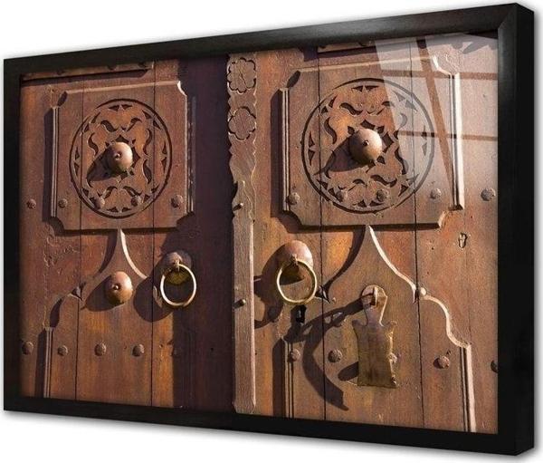 Tablosan Ahşap Oyma Kapı Çerçeveli Cam Tablo 30x40 cm - Image 1