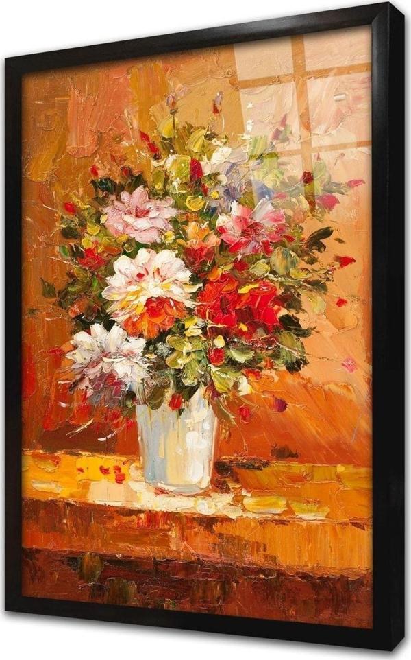 Tablosan Vazoda Güller Çerçeveli Cam Tablo 20x30 cm - Image 1