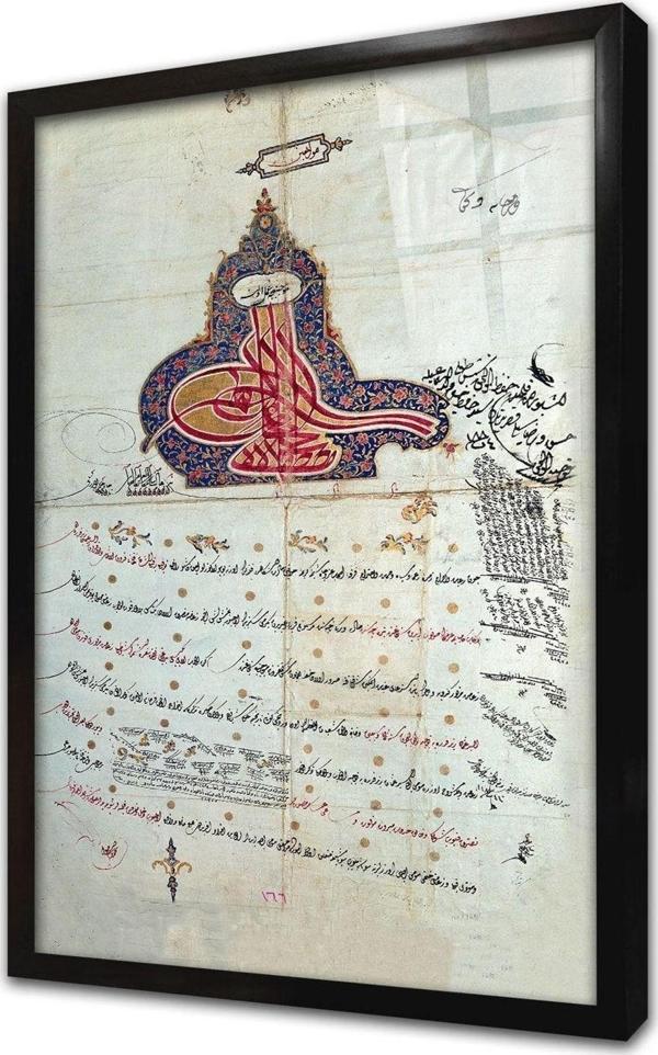 Tablosan Osmanlı Padişah Fermanı Çerçeveli Cam Tablo 20x30 cm - Image 1