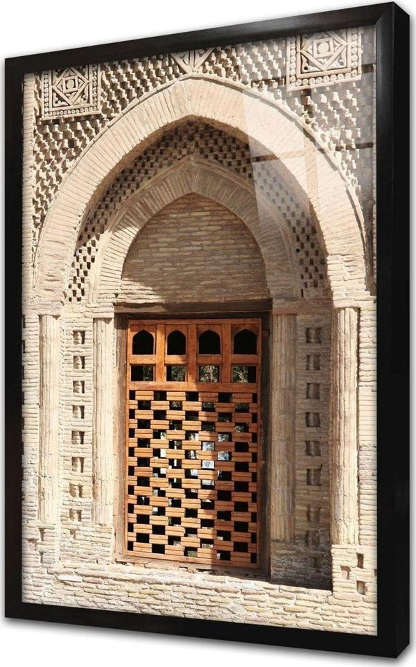 Tablosan Ahşap Oyma Kapı Çerçeveli Cam Tablo 30x40 cm - Image 1