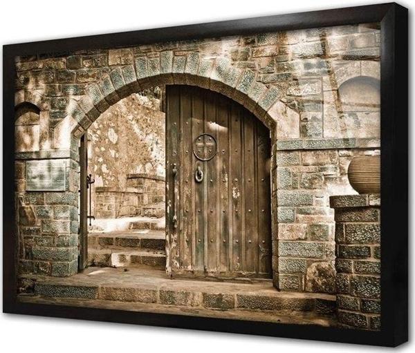 Tablosan Ahşap Oyma Kapı Çerçeveli Cam Tablo 30x40 cm - Image 1
