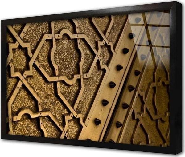 Tablosan Ahşap Oyma Kapı Çerçeveli Cam Tablo 30x40 cm - Image 1