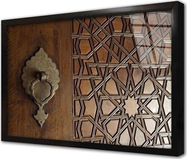 Tablosan Ahşap Oyma Kapı Çerçeveli Cam Tablo 30x40 cm - Image 1