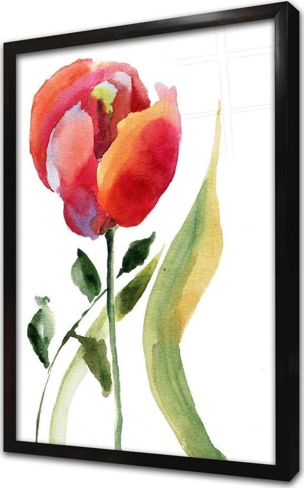Tablosan Lale Çerçeveli Cam Tablo 60x90 cm - Image 1