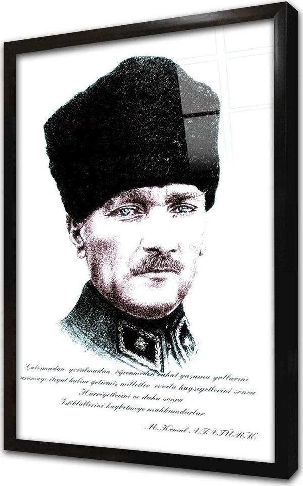 Tablosan Mustafa Kemal Atatürk Yazılı Çerçeveli Cam Tablo 30x40 cm - Image 1