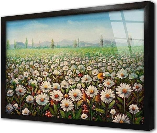 Tablosan Papatya Tarlası Çerçeveli Cam Tablo 20x30 cm - Image 1