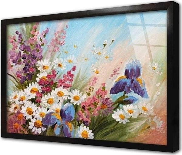 Tablosan Papatya Çerçeveli Cam Tablo 60x90 cm - Image 1
