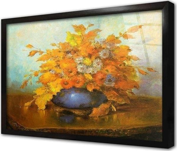 Tablosan Vazoda Çiçekler Çerçeveli Cam Tablo 20x30 cm - Image 1
