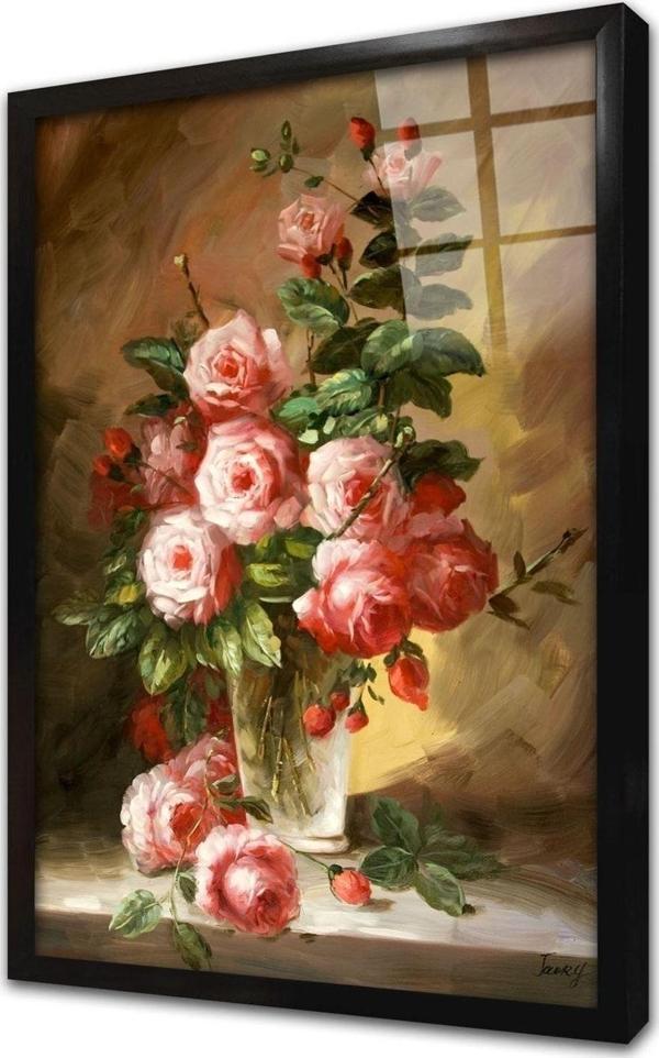 Tablosan Vazoda Güller Çerçeveli Cam Tablo 20x30 cm - Image 1