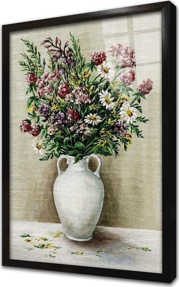 Tablosan Vazoda Çiçekler Çerçeveli Cam Tablo 20x30 cm - Image 1