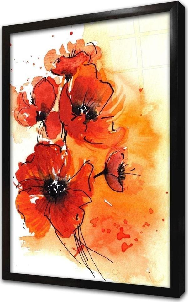 Tablosan Kırmızı Çiçek Çerçeveli Cam Tablo 20x30 cm - Image 1