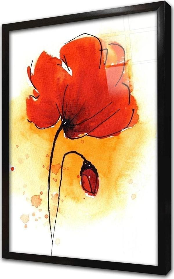 Tablosan Kırmızı Çiçek Çerçeveli Cam Tablo 20x30 cm - Image 1