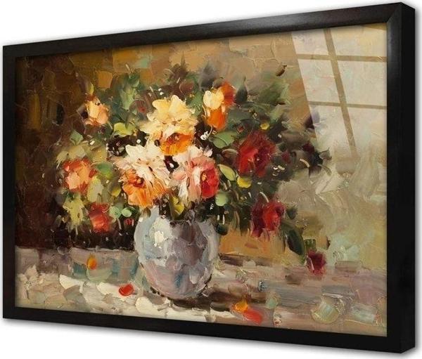 Tablosan Vazoda Güller Çerçeveli Cam Tablo 20x30 cm - Image 1