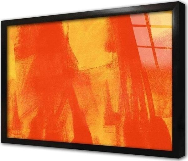 Tablosan Kırmızı Ve Sarı Soyut Çerçeveli Cam Tablo 20x30 cm - Image 1