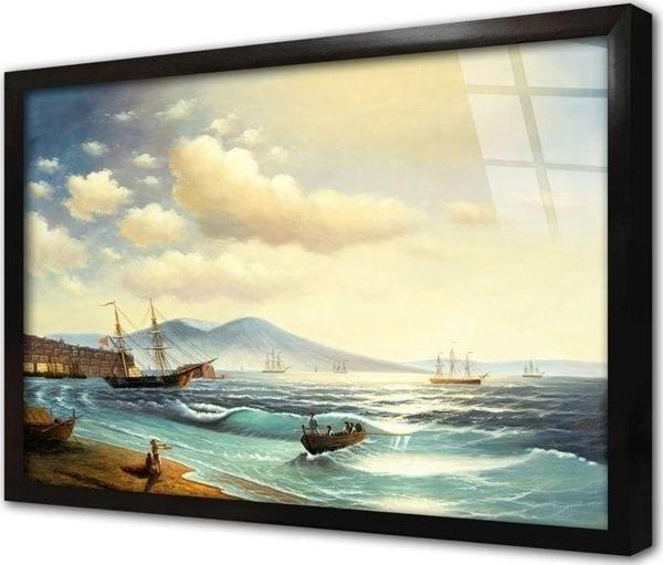 Tablosan Deniz Ve Tekne Çerçeveli Cam Tablo 20x30 cm - Image 1