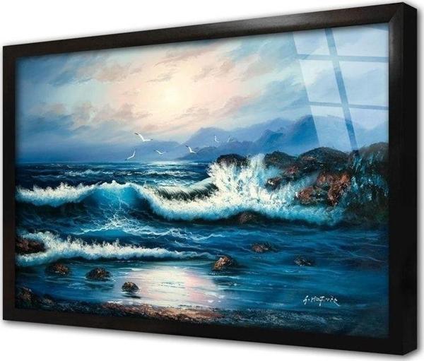 Tablosan Dalgalı Deniz Çerçeveli Cam Tablo 20x30 cm - Image 1