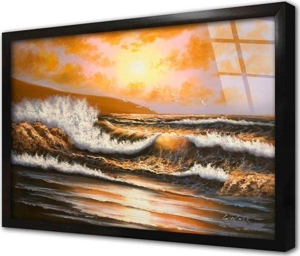 Tablosan Dalgalı Deniz Çerçeveli Cam Tablo 20x30 cm - Image 1