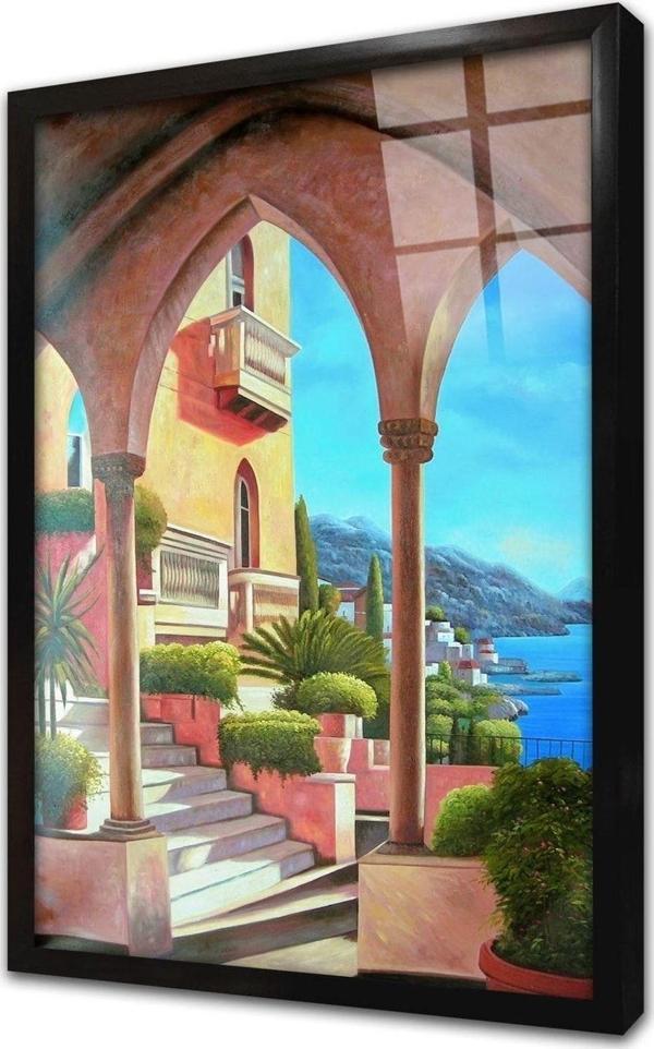 Tablosan Deniz Gören Evler Çerçeveli Cam Tablo 20x30 cm - Image 1