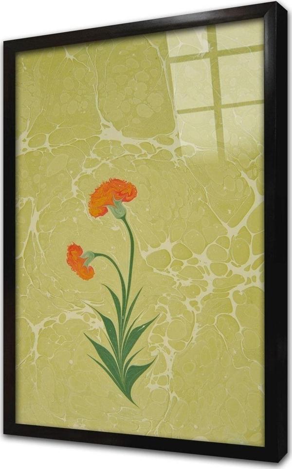 Tablosan Çiçek Ebru Çerçeveli Cam Tablo 20x30 cm - Image 1