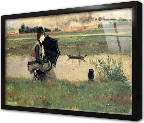 Tablosan Şemsiyeli Kadın Çerçeveli Cam Tablo 20x30 cm - Image 1