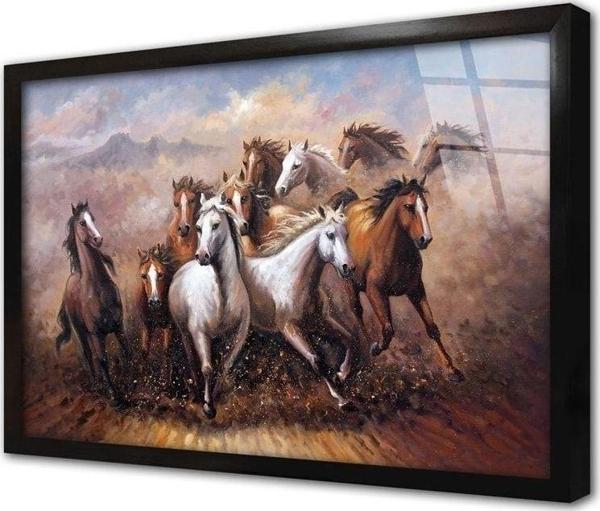 Tablosan Koşan Atlar Çerçeveli Cam Tablo 20x30 cm - Image 1