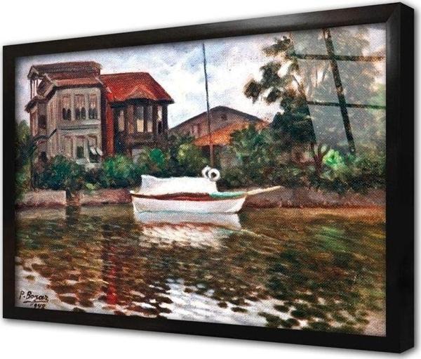Tablosan Istanbul Beyaz Sandal Çerçeveli Cam Tablo 20x30 cm - Image 1