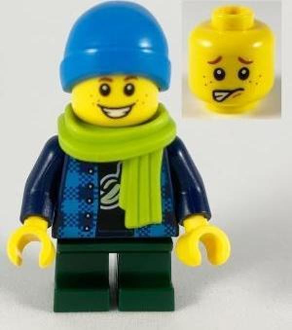 LEGO Minifigür Child Boy Dark Azure Beanie Lime Scarf Banana Shirt Dark Green Legs +6 Yaş (1 Parça) - Image 1