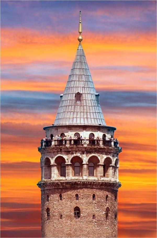 Tablosan Galata Kulesi Akşam Fotoğraf Kanvas Tablo 120x180 120x180 cm - Image 1