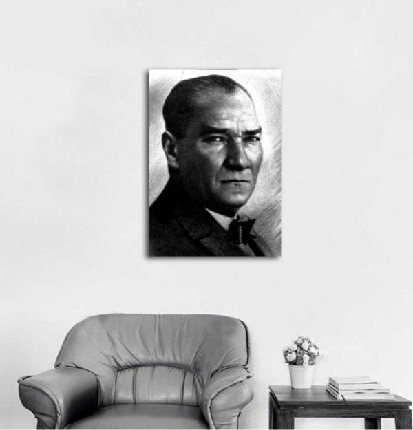 Tablosan Kara Kalem Atatürk Portresi Kanvas Tablo 20x30 cm 20x30 cm - Image 1