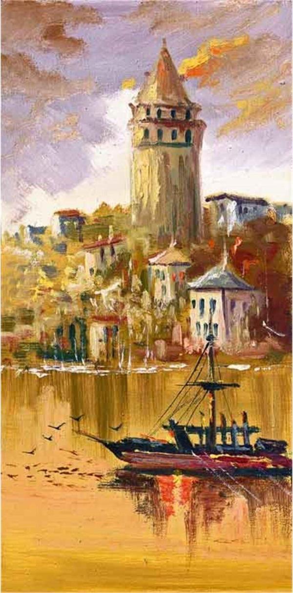 Tablosan Istanbul Galata Kulesi Kanvas Tablo 90x180 cm Kb16171 90x180 cm - Image 1