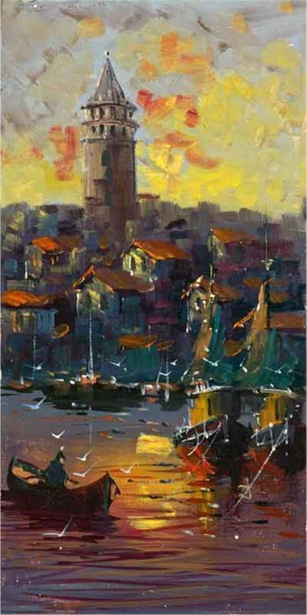 Tablosan Istanbul Galata Kulesi Kanvas Tablo 90x180 cm Kb16187 90x180 cm - Image 1