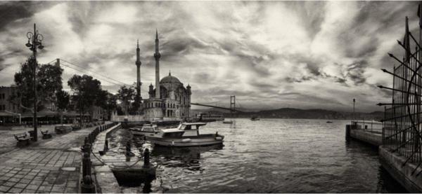 Tablosan Ortaköy Cami Siyah Beyaz Fotoğraf Kanvas Tablo 50x150 50x150 cm - Image 1