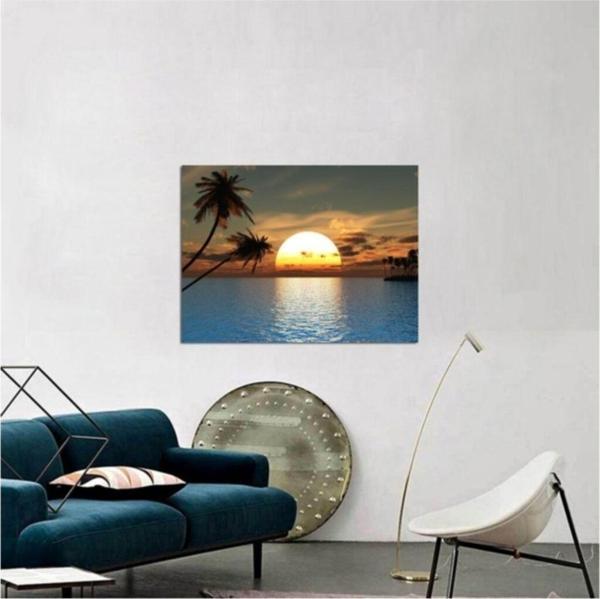 Tablosan Palmiye Ağaçları Ve Gün Batımı Kanvas Tablo 60x90 60x90 cm - Image 1