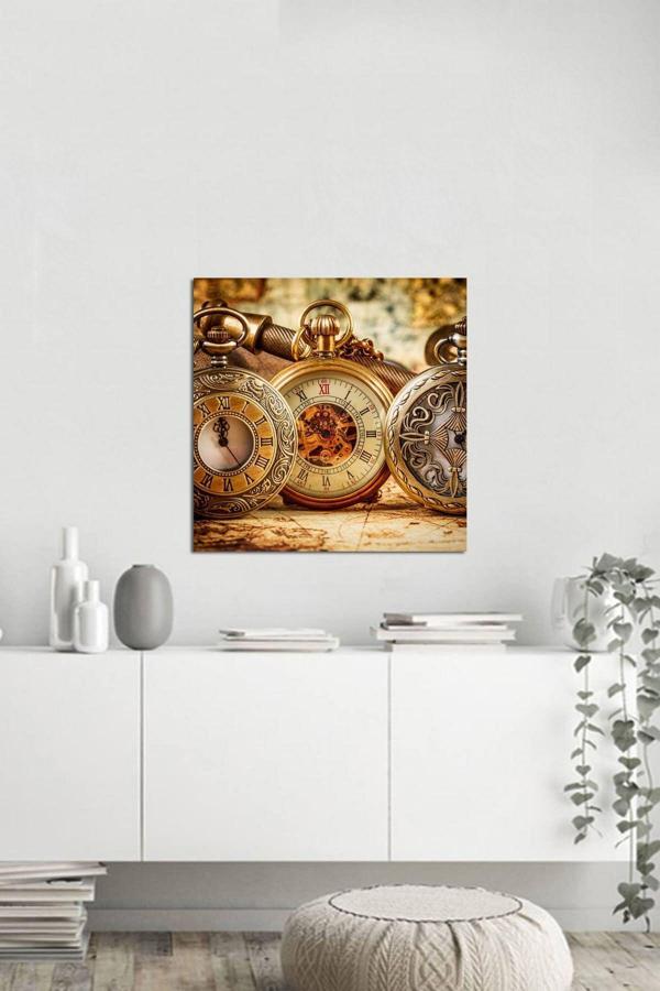 Tablosan Roma Rakamlı Saatler Dekoratif Kanvas Tablo 50x50 cm 50x50 cm - Image 1