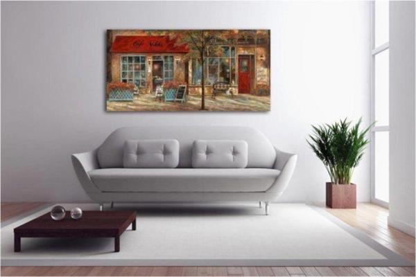 Tablosan Paris - Sokak Kafe Kanvas Tablo 40x100 cm Ls080 40x100 cm - Image 1